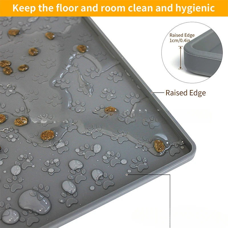 Silicone individual tablecloth for pets, waterproof non-slip mat for dog and cat feeding Feeding pad silicone waterproof bowl