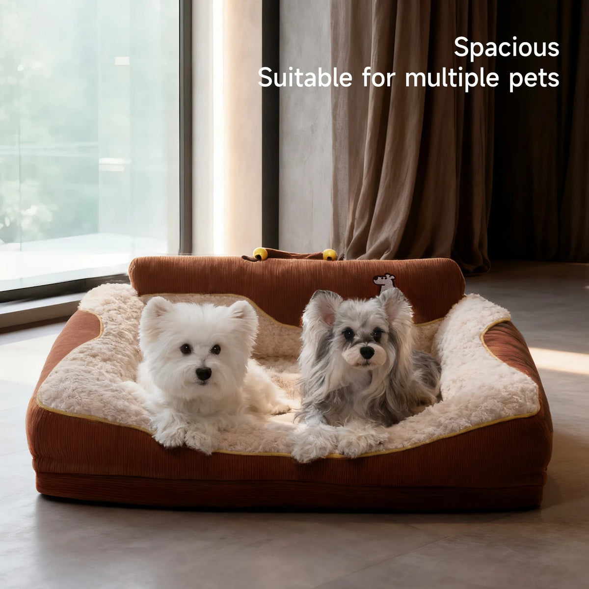 HOOPET 2025 New Large Dog Bed, Winter Warm Washable Pet Bed with Thick Padding & Bolster, Comfort Security Orthopedic Mattress