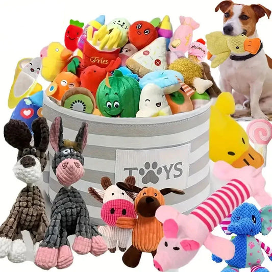 10/20/50 Pack Dog Squeaky Toys Plush Games Cute Plush Toys for Small Medium Dog Fleece Toys