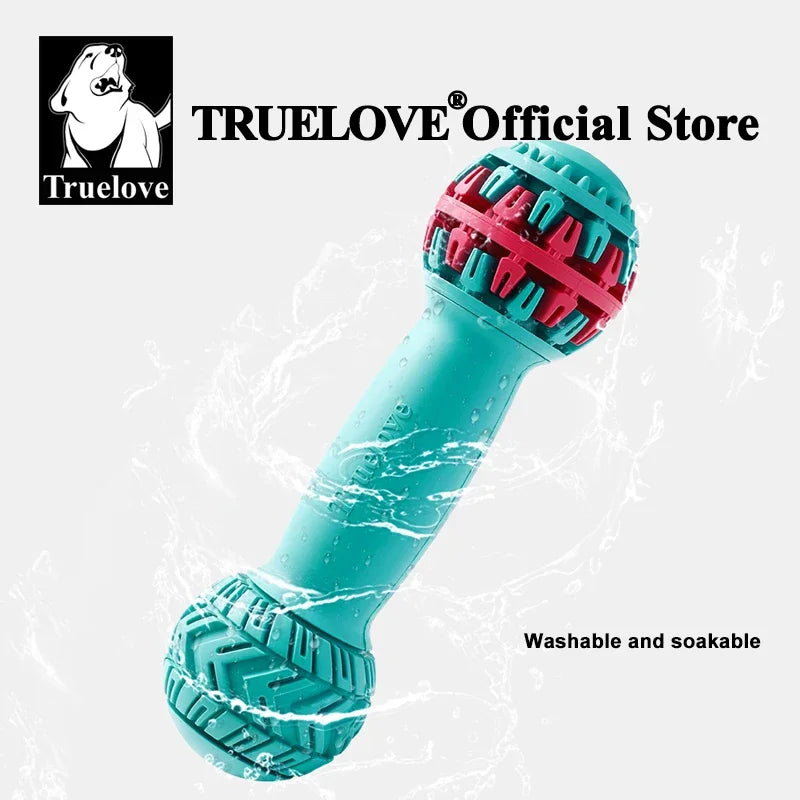 Truelove Pet Super Durable Leak-proof Treat Dispenser Dog Toy Dumbbell Slow Feeder IQ Training Playing Teething Dog