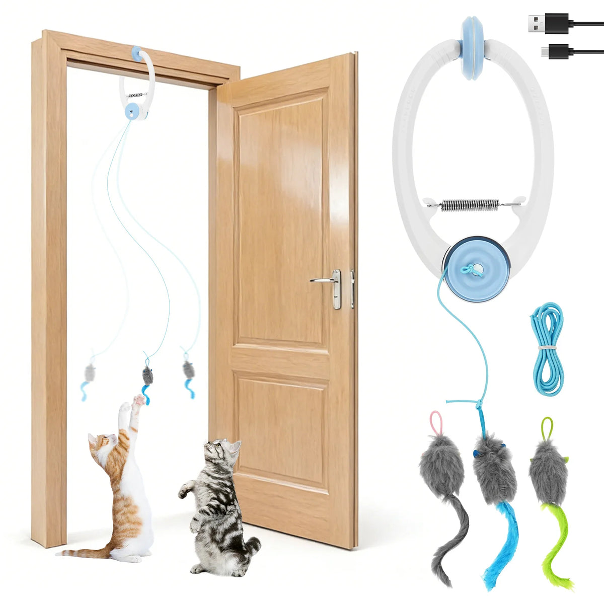 Electric Door Hanging Cat Toy Interactive Retractable plaything Funny Self-hey kitten Scratch Rope Mouse Toy Pet Products