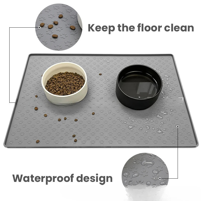 Silicone individual tablecloth for pets, waterproof non-slip mat for dog and cat feeding Feeding pad silicone waterproof bowl
