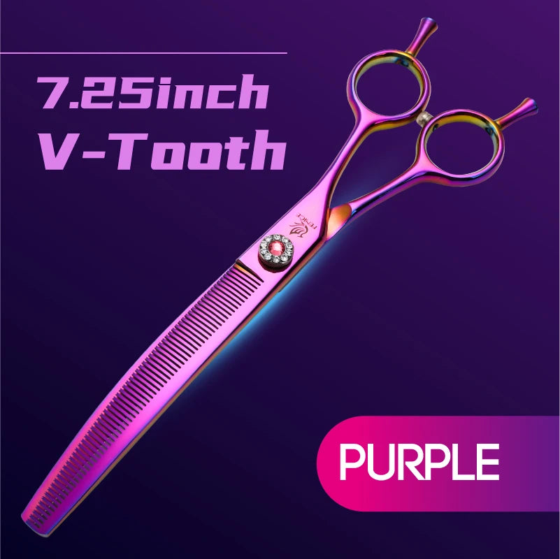 Fenice High-end 7.25 inch Professional Pet Dog Grooming Scissors Curved Thinning Chunker Shears