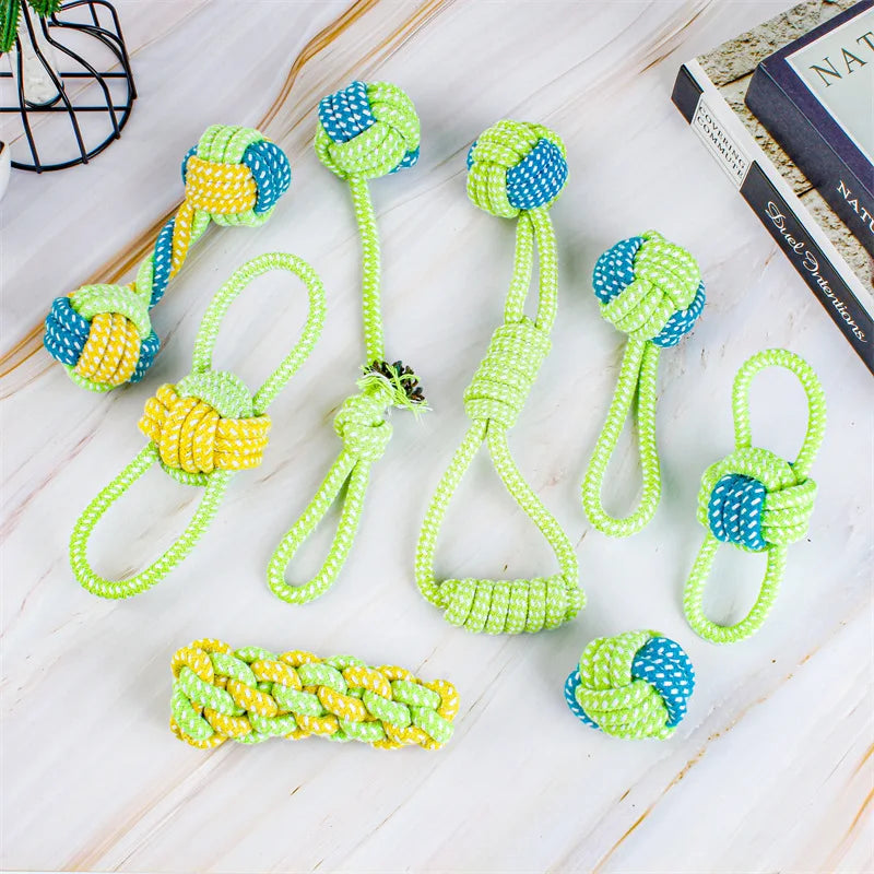 Dog Toy Grinding Teeth Clean Teeth Bite Resistant Rope Knot Small Medium Large Dog Teddy Puppy Cotton Rope Toy Ball Pet Supplies