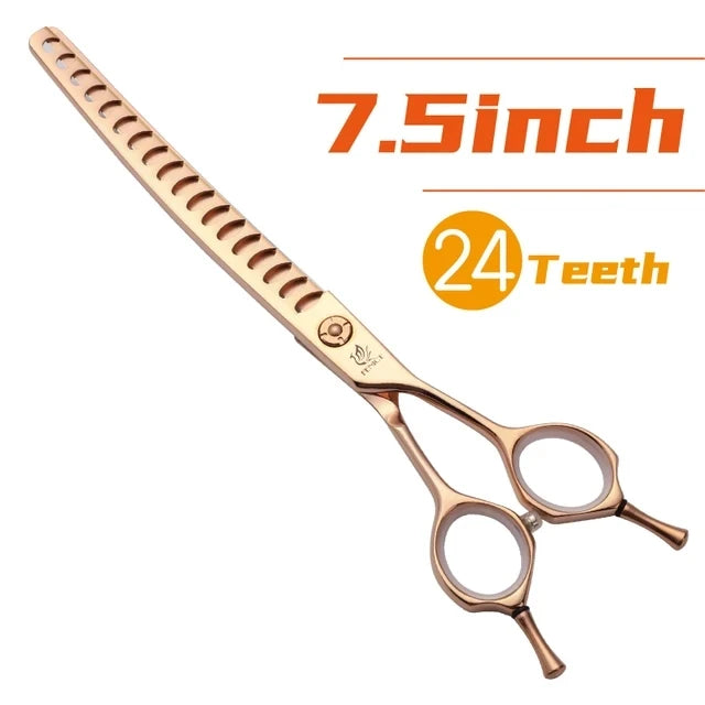 Fenice High-end 7.25 inch Professional Pet Dog Grooming Scissors Curved Thinning Chunker Shears