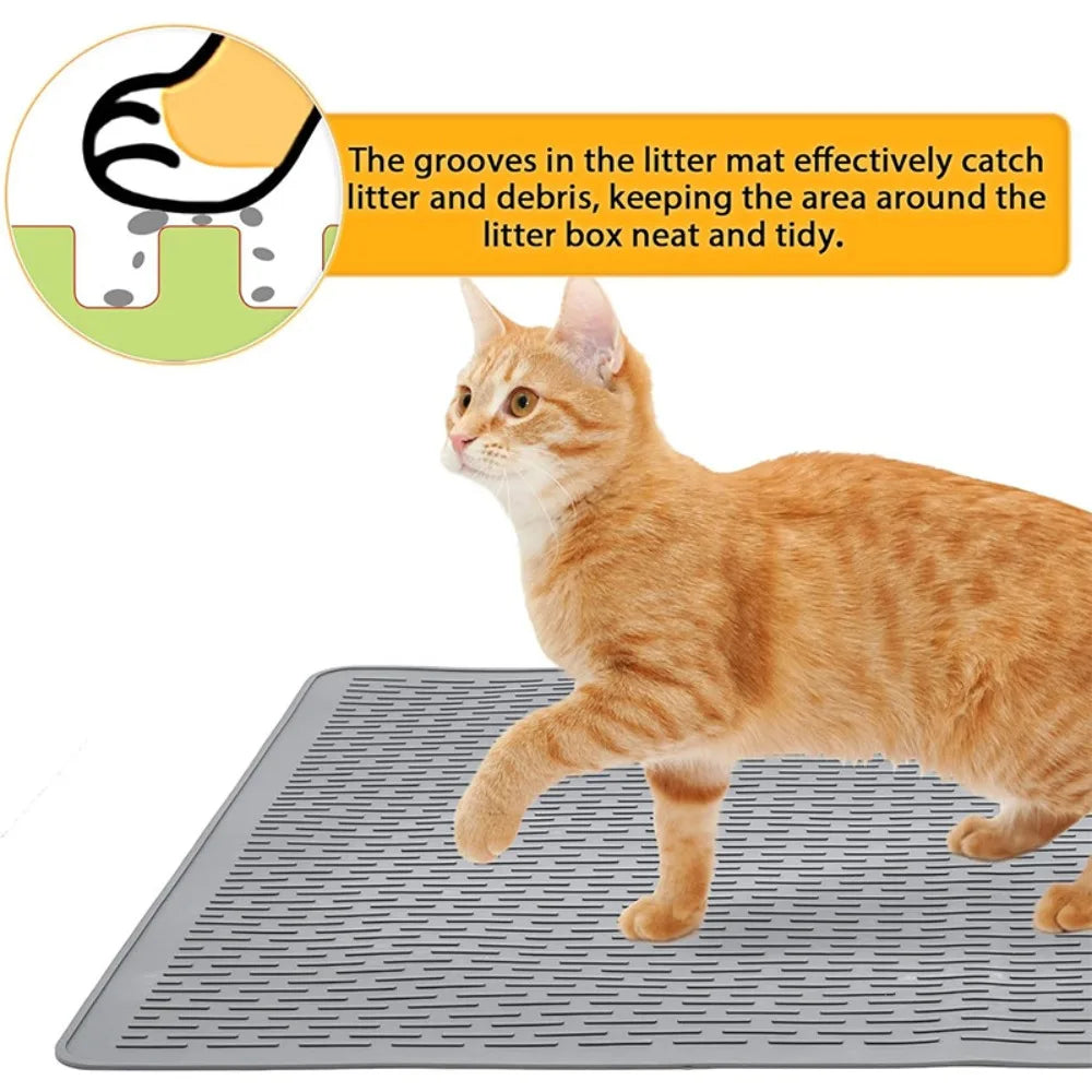 Large Waterproof Silicone Pet Mat for Cats Dogs Non Slip Washable Litter Box Pad Feeding Tray Cooling Pad