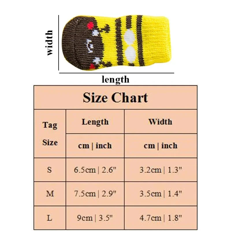 4pcs/set Dog Socks Cute Pattern Foot Covers Warm Anti Slip Shoes Puppy Paw Protector Christmas Gift for Puppy Cat Dogs