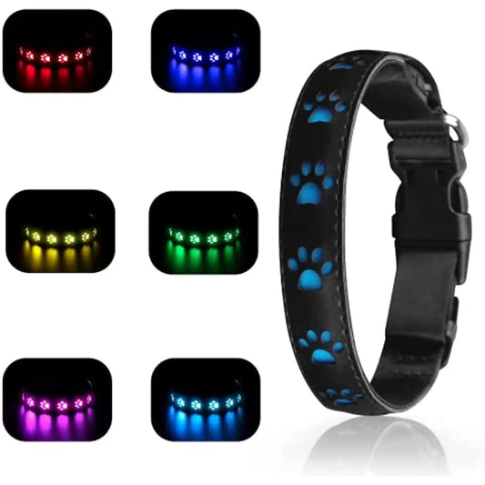 7 Modes Led Dog Collar Bone Colourful Light Luminous Dog Collar USB Chargeable Swimming Bright Night Pet Accessories