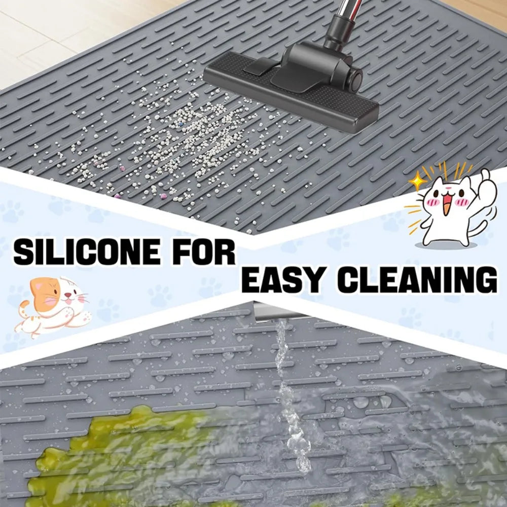 Large Waterproof Silicone Pet Mat for Cats Dogs Non Slip Washable Litter Box Pad Feeding Tray Cooling Pad