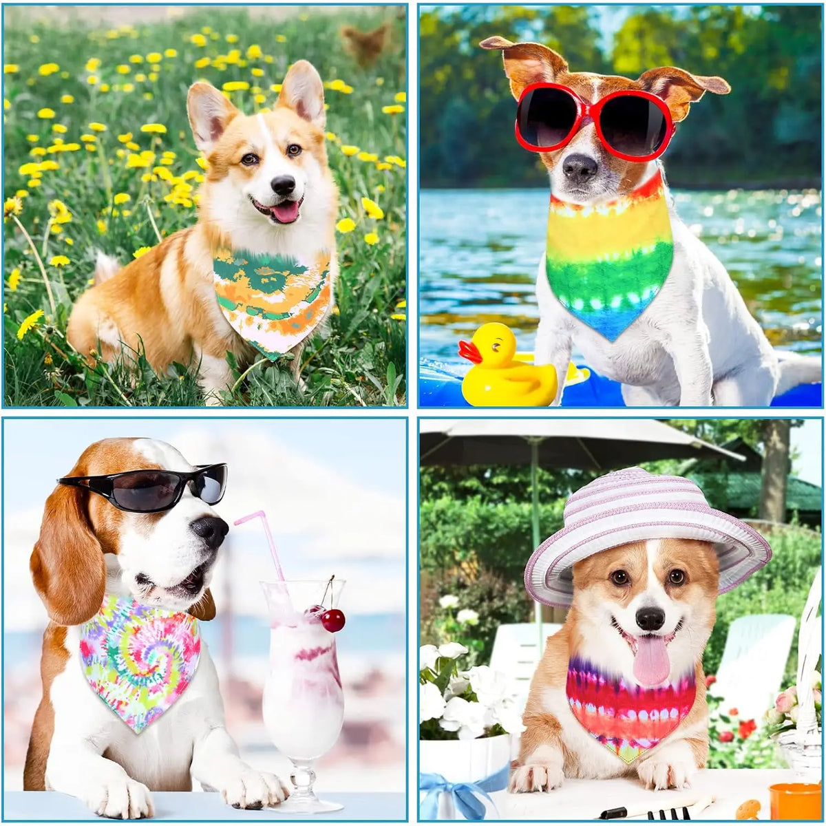 50 Pcs Tie Dye Dog Bandanas Bulk Spring Summer for Pet Grooming Salon Triangle Washable Dog Bib Kerchief for Small Medium Large
