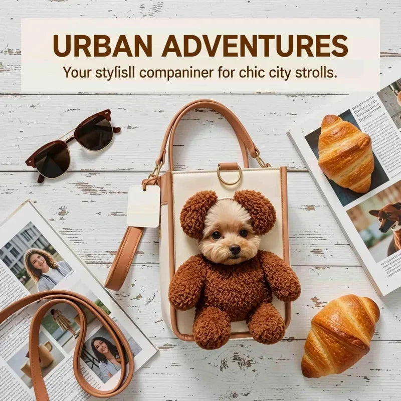 Dog Carrier Bag Cat Portable Pet Backpack Tote Shoulder Bag Cat Puppy Travel Crossbody Cute Teddy Bear Pet Supplies