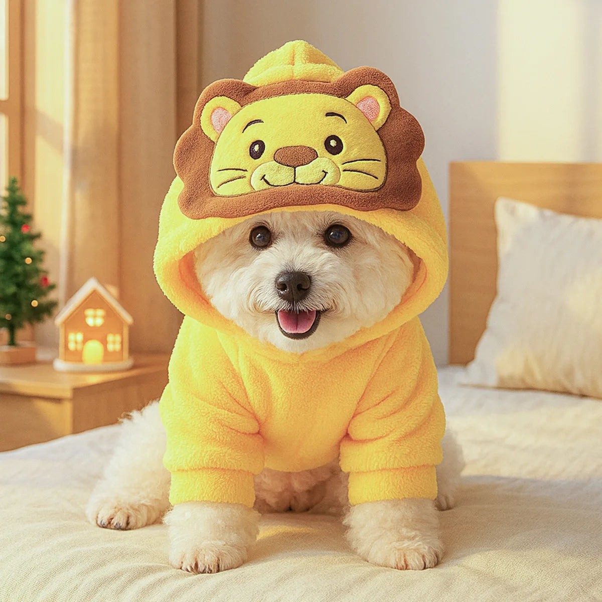 Creative Cosplay Clothes for Small Medium Dogs Bear Tiger Animal Flannel Cat Hoodie New Year Winter French Bulldog Puppy Outfits
