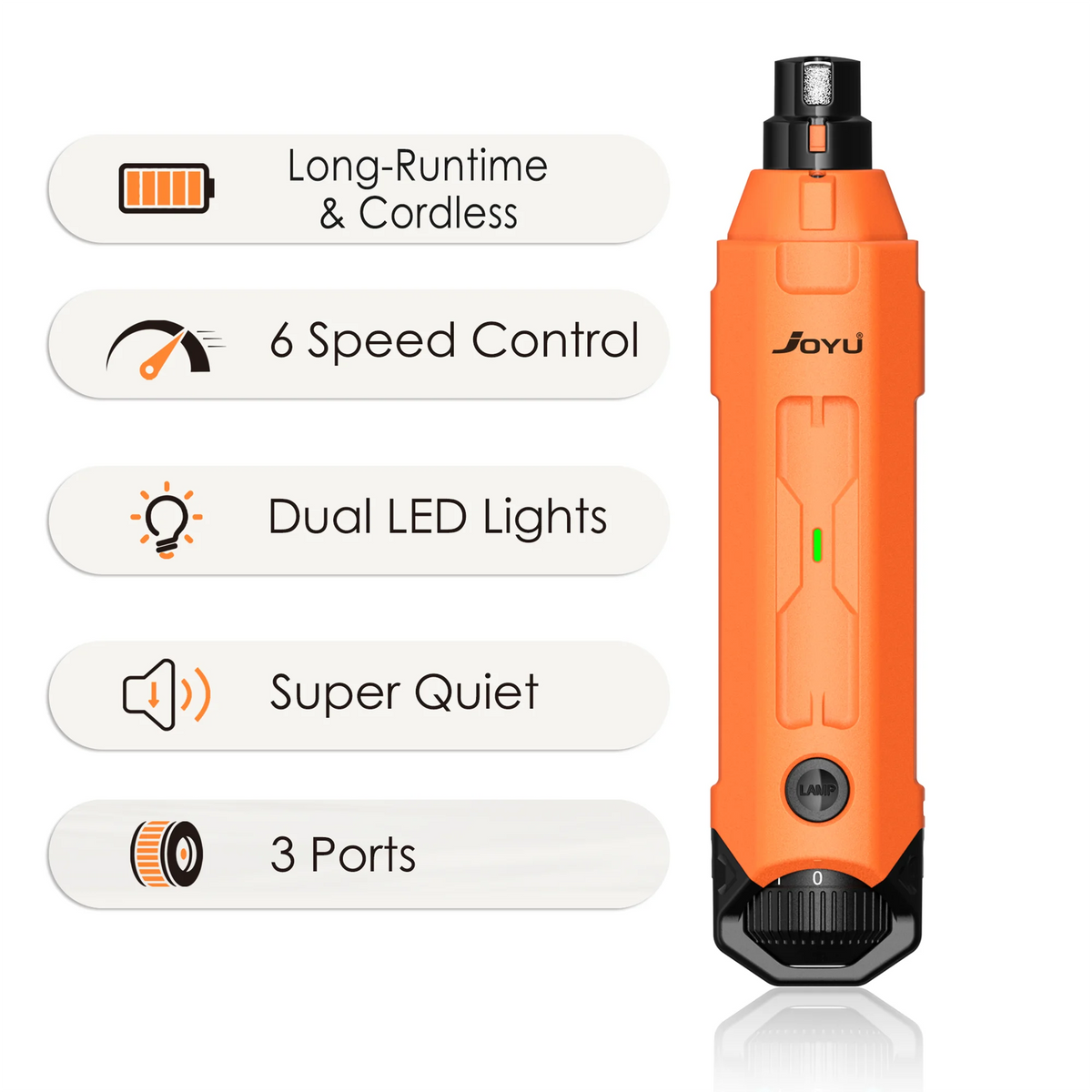6-Speed Dog Nail Grinder Enhanced Pet Nail Grinder Super Quiet Rechargeable Electric Dog Nail Trimmer Painless Paws Grooming