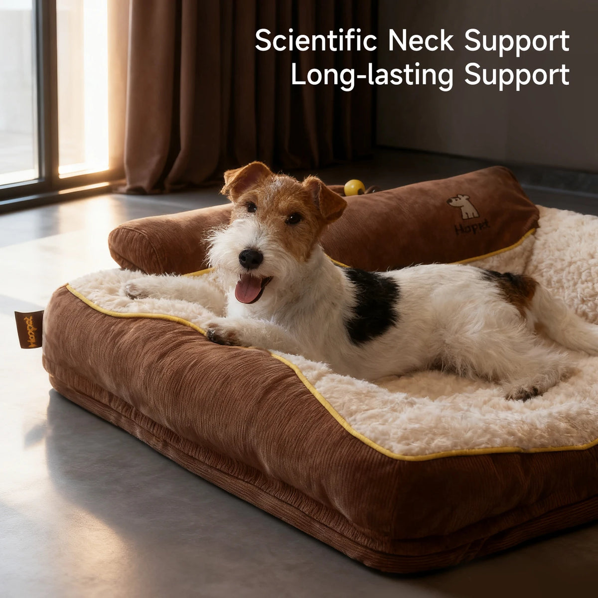 HOOPET 2025 New Large Dog Bed, Winter Warm Washable Pet Bed with Thick Padding & Bolster, Comfort Security Orthopedic Mattress