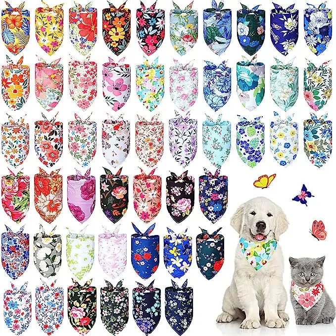 30/50/100Pcs Dog Scarf Bibs Triangle For Fall Halloween Christmas Dog Bandana Bulk Thanksgiving Small Medium Large Dog bandanas