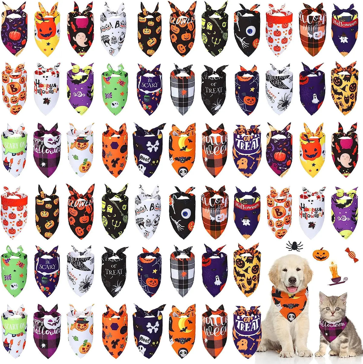 30/50/100Pcs Dog Scarf Bibs Triangle For Fall Halloween Christmas Dog Bandana Bulk Thanksgiving Small Medium Large Dog bandanas