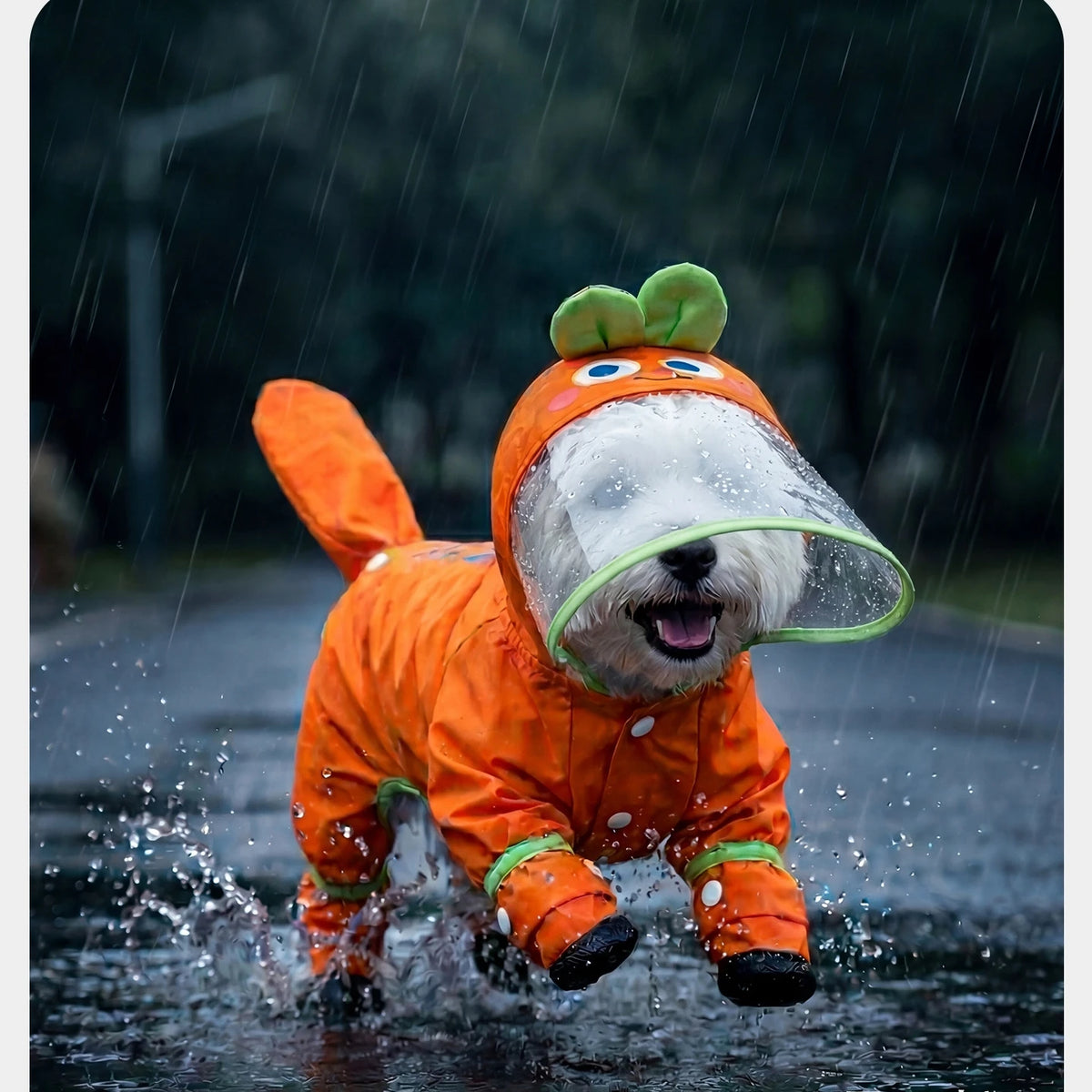 Orange Carrot Dog Raincoat Four Legged Waterproof All Inclusive Clothing Summer Rainy Day Dog Walking Dirt Proof Jumpsuit