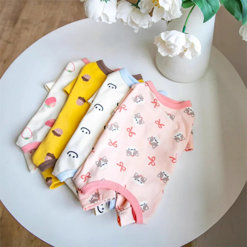 Puppy Autumn Winter Jumpsuit Warm Four-Legged Base Layer Belly-Hugging Home Sleepwear Teddy Small Dogs Casual Pet Clothes