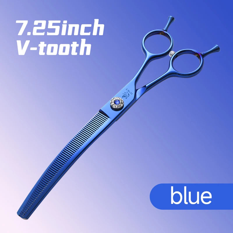 Fenice High-end 7.25 inch Professional Pet Dog Grooming Scissors Curved Thinning Chunker Shears