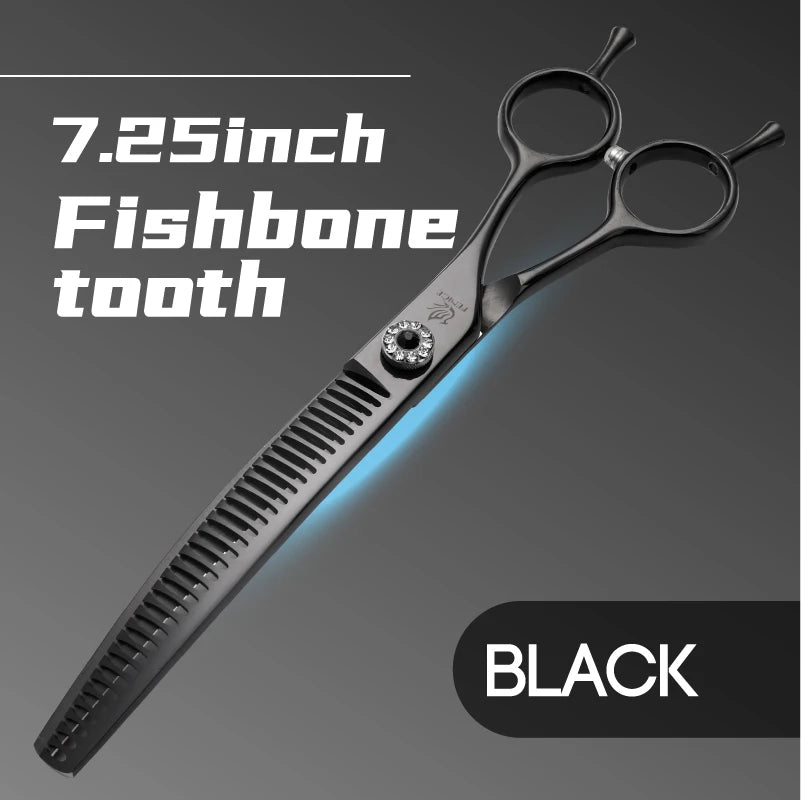 Fenice High-end 7.25 inch Professional Pet Dog Grooming Scissors Curved Thinning Chunker Shears