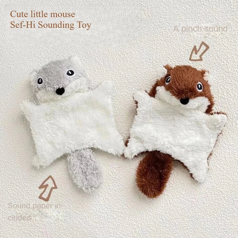 Funny Plush Flying Squirrel Cat Toy Interactive Bite-Resistant Cat Teaser Toy Kitten Ringing Paper Sound Toy Pet Supplies