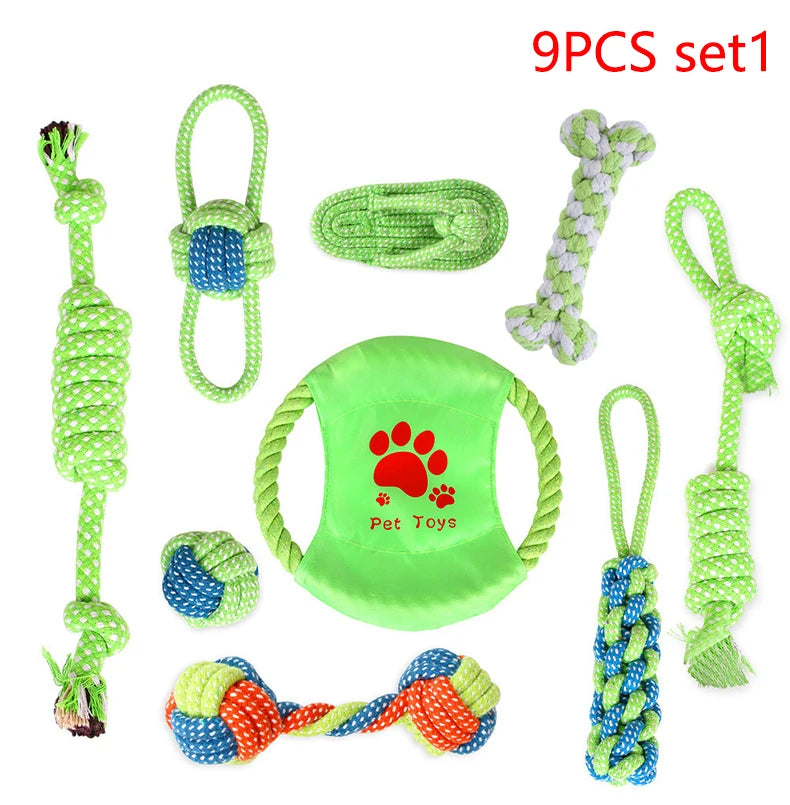 Dog Toy Grinding Teeth Clean Teeth Bite Resistant Rope Knot Small Medium Large Dog Teddy Puppy Cotton Rope Toy Ball Pet Supplies