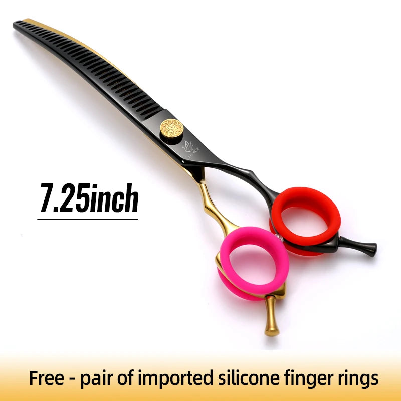 Fenice High-end 7.25 inch Professional Pet Dog Grooming Scissors Curved Thinning Chunker Shears
