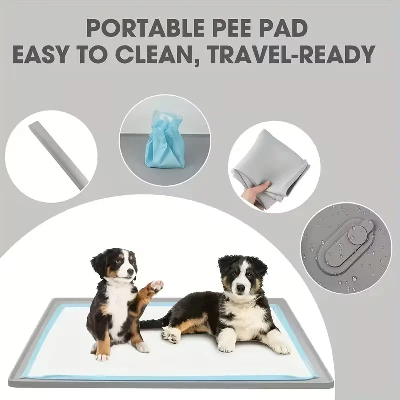 Multi-Size Pet Training and Urine Barrier Pad, Silicone Non-Slip Dog Potty Tray with 4 Support Clips