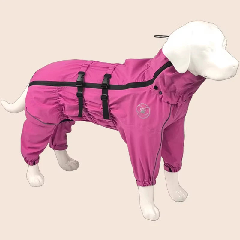 Waterproof Pet Dog Jacket Reflective Rain Dog Coat Red Dog Jumpsuits And Rompers Autumn Winter Dog Raincoat For Large Dogs