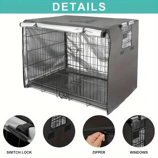 Durable Waterproof Dog Crate Cover | Dustproof Pet Dog Kennel Cover With Mesh Window For Indoor Outdoor