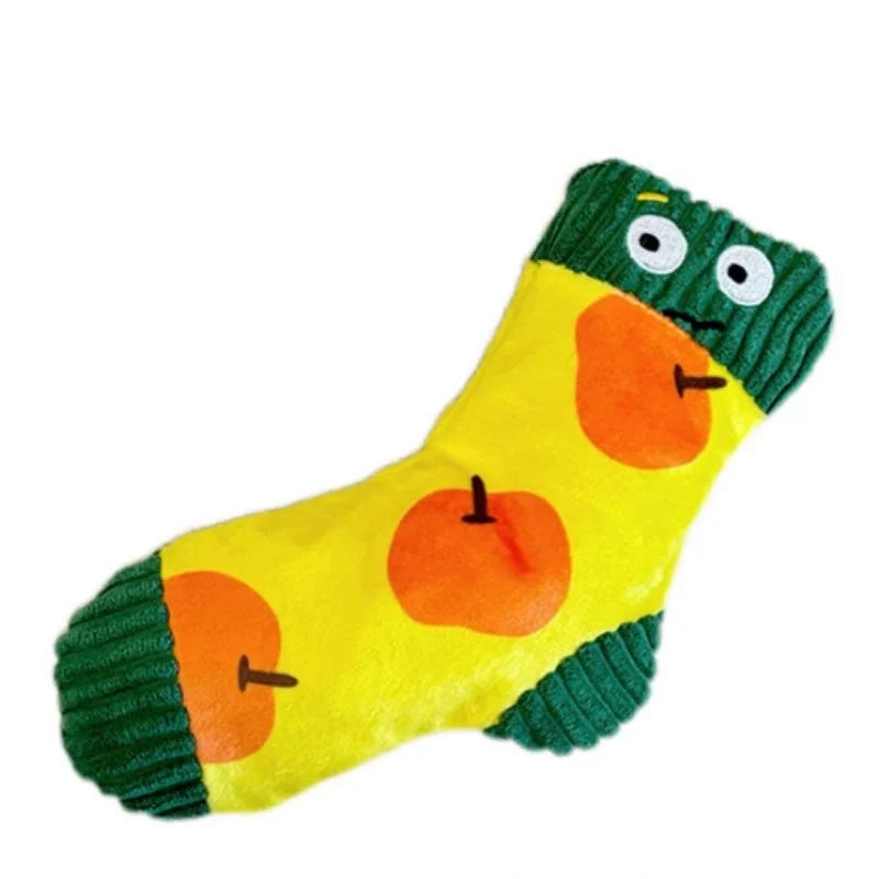 Cute Socks Plush Dog Play Toy Indestructible With Squeaker Food Hiding Pet Supplies Tooth Chew Safe Small Dog Tough Puppy Toys