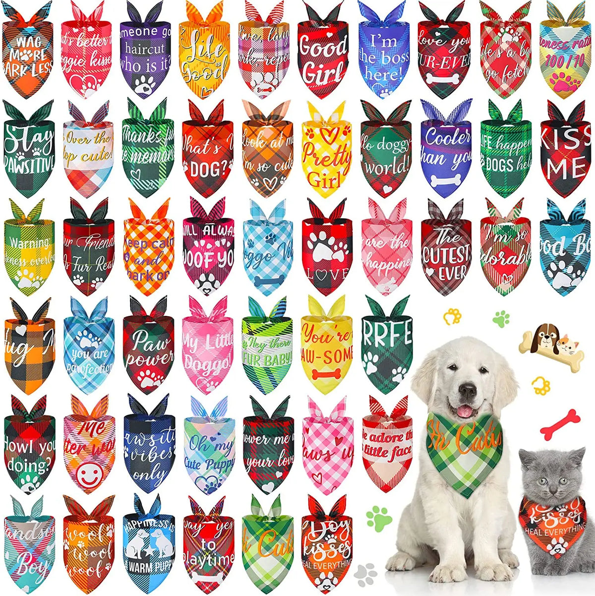 30/50/100Pcs Dog Scarf Bibs Triangle For Fall Halloween Christmas Dog Bandana Bulk Thanksgiving Small Medium Large Dog bandanas