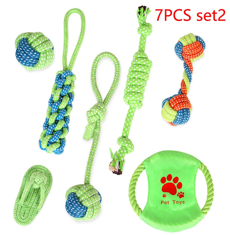 Dog Toy Grinding Teeth Clean Teeth Bite Resistant Rope Knot Small Medium Large Dog Teddy Puppy Cotton Rope Toy Ball Pet Supplies
