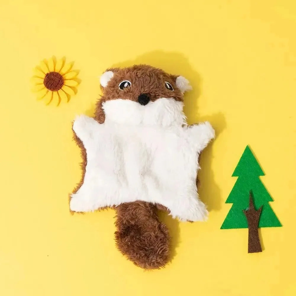 Funny Plush Flying Squirrel Cat Toy Interactive Bite-Resistant Cat Teaser Toy Kitten Ringing Paper Sound Toy Pet Supplies