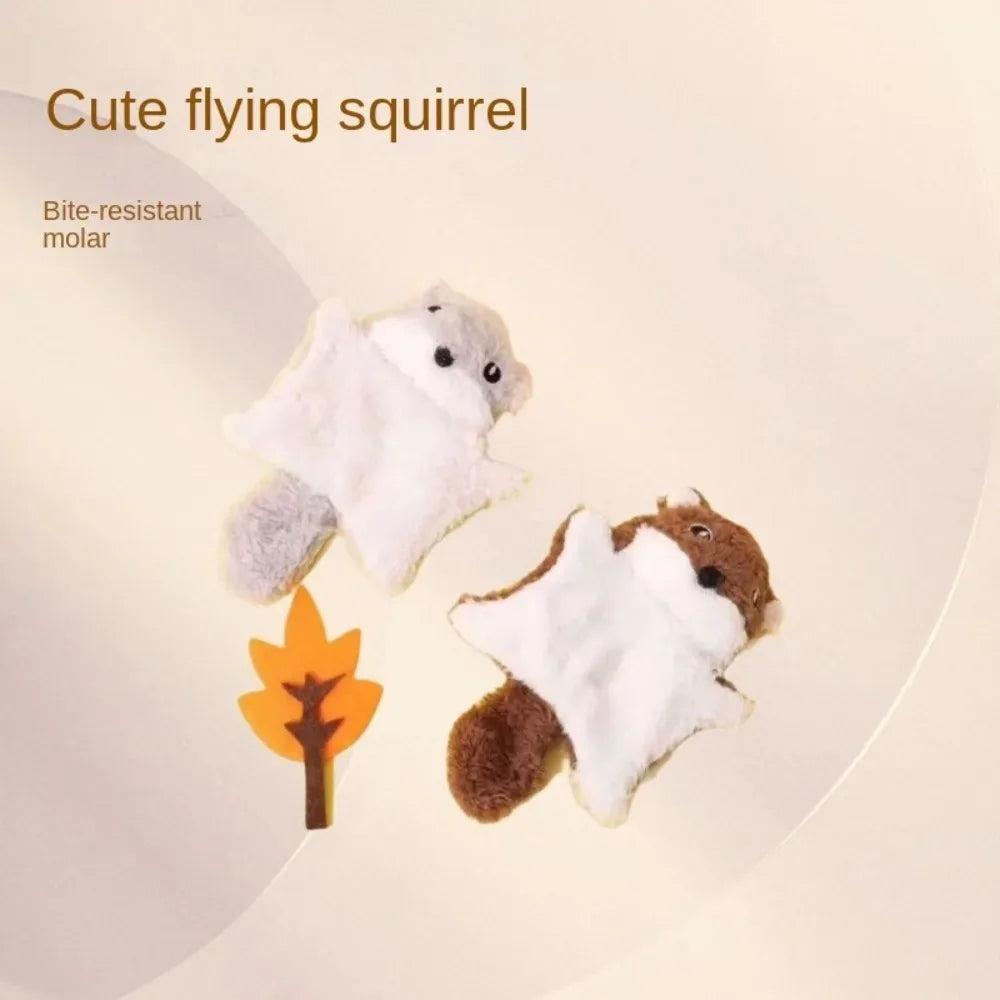 Funny Plush Flying Squirrel Cat Toy Interactive Bite-Resistant Cat Teaser Toy Kitten Ringing Paper Sound Toy Pet Supplies
