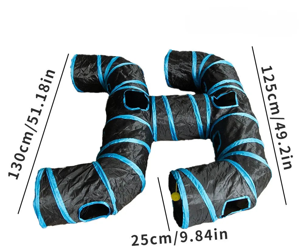 Pet Tunnel Multi Cat Interactive Rainbow Channel Large Multi Exit Foldable Cat Toy Drilling Cat Channel Durable Scratch and Bite