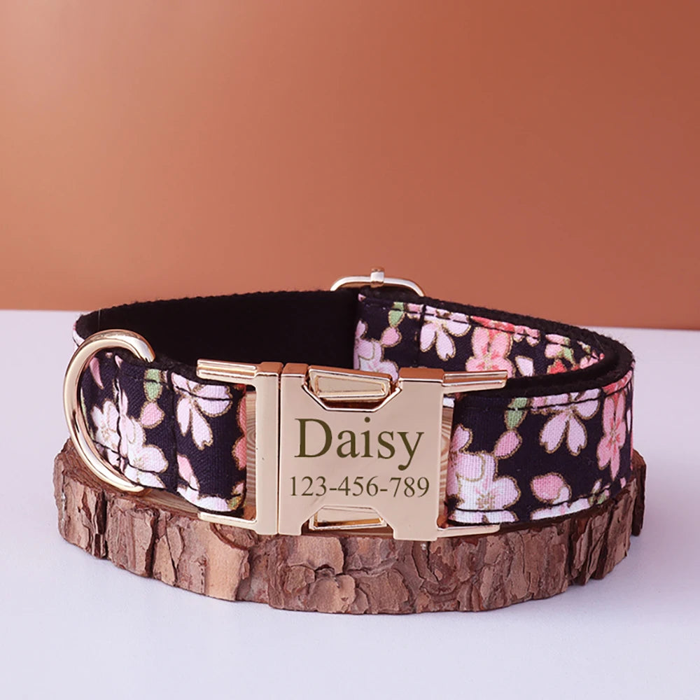 Customized Dog Collar Japanese Style Hot Stamping Personalized Id Engraving Tag Name for Small Medium Large Dogs Accessories