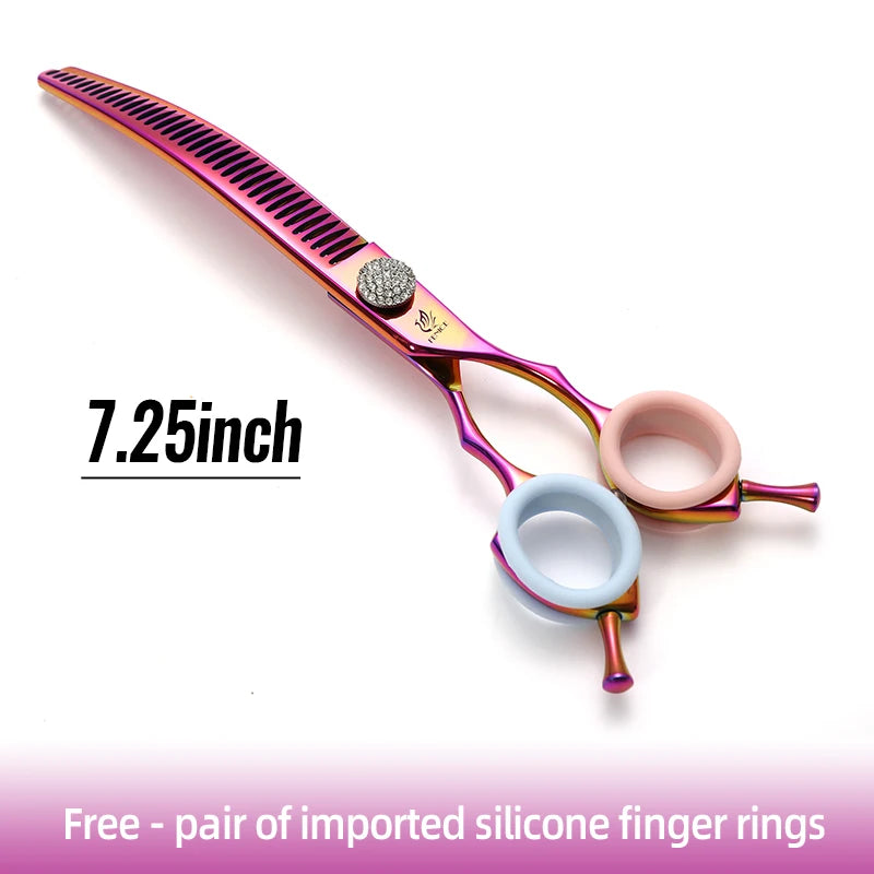 Fenice High-end 7.25 inch Professional Pet Dog Grooming Scissors Curved Thinning Chunker Shears