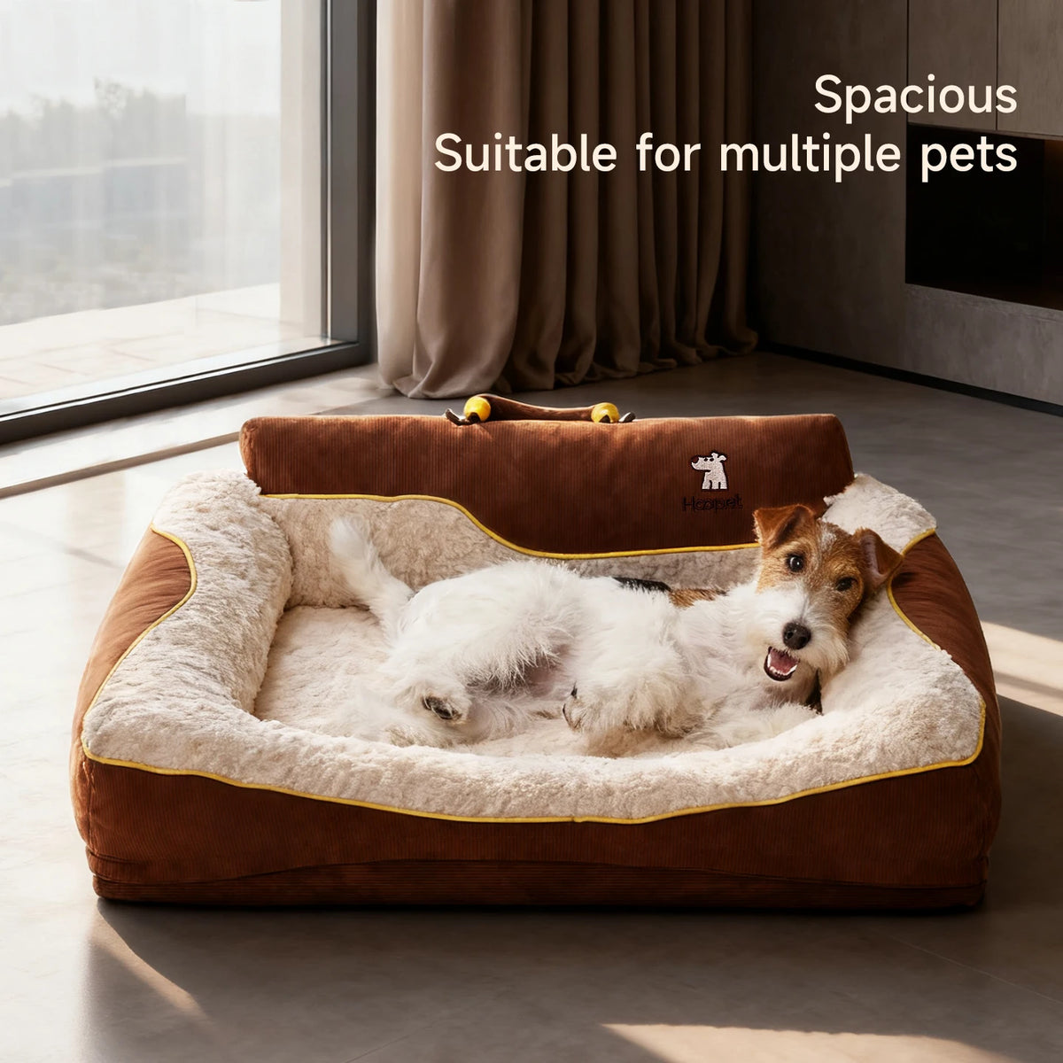 HOOPET 2025 New Large Dog Bed, Winter Warm Washable Pet Bed with Thick Padding & Bolster, Comfort Security Orthopedic Mattress