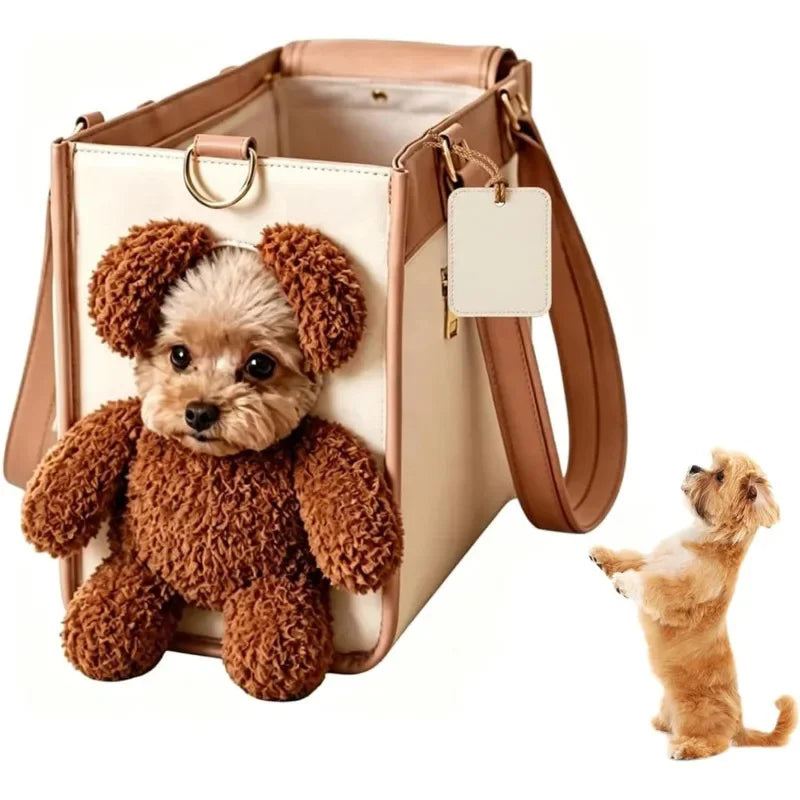 Dog Carrier Bag Cat Portable Pet Backpack Tote Shoulder Bag Cat Puppy Travel Crossbody Cute Teddy Bear Pet Supplies