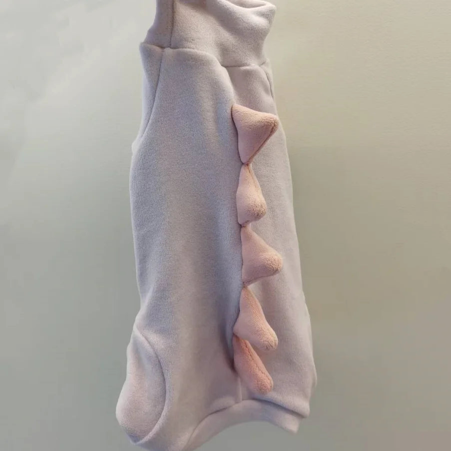 Dinosaur Shape Fleece Sweatshirt for Cats in Winter Cute Cartoon 4-legged Warm Purple Blue Coat for Sphynx Cat Soft Jumpsuit
