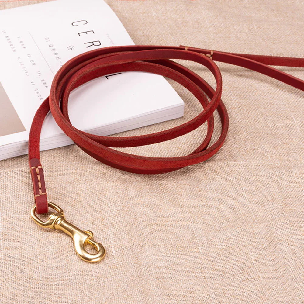 130cm 180cm Genuine Leather Small & Medium Dog Leash Handmade Durable Portable Light Soft Real Leather Leash for Small Dogs Cats