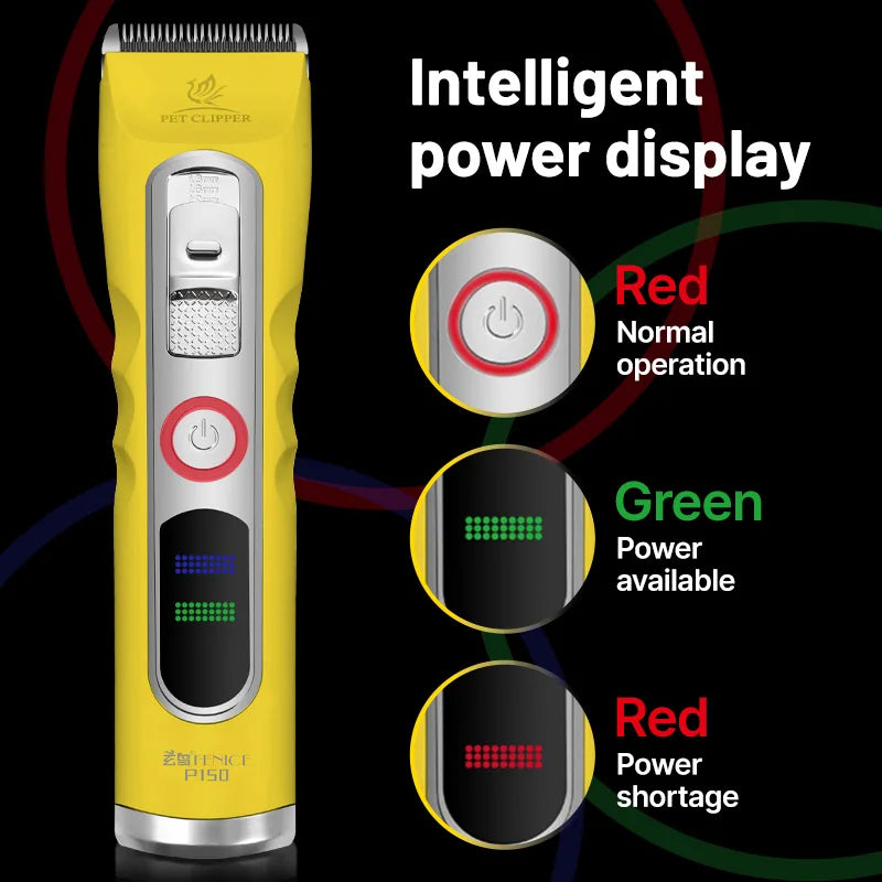 Fenice Green Dog Hair Cutting Machine 4000mA Capacity Cordless LCD Screen Pet Dog Grooming Clipper Rechargeable Dog Accessories