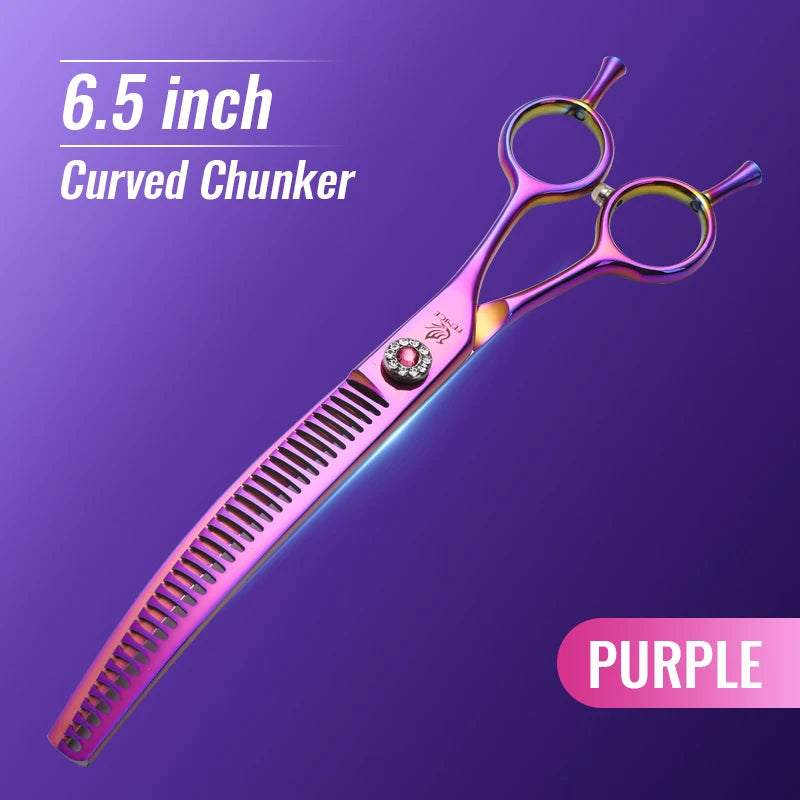Fenice High-end 7.25 inch Professional Pet Dog Grooming Scissors Curved Thinning Chunker Shears
