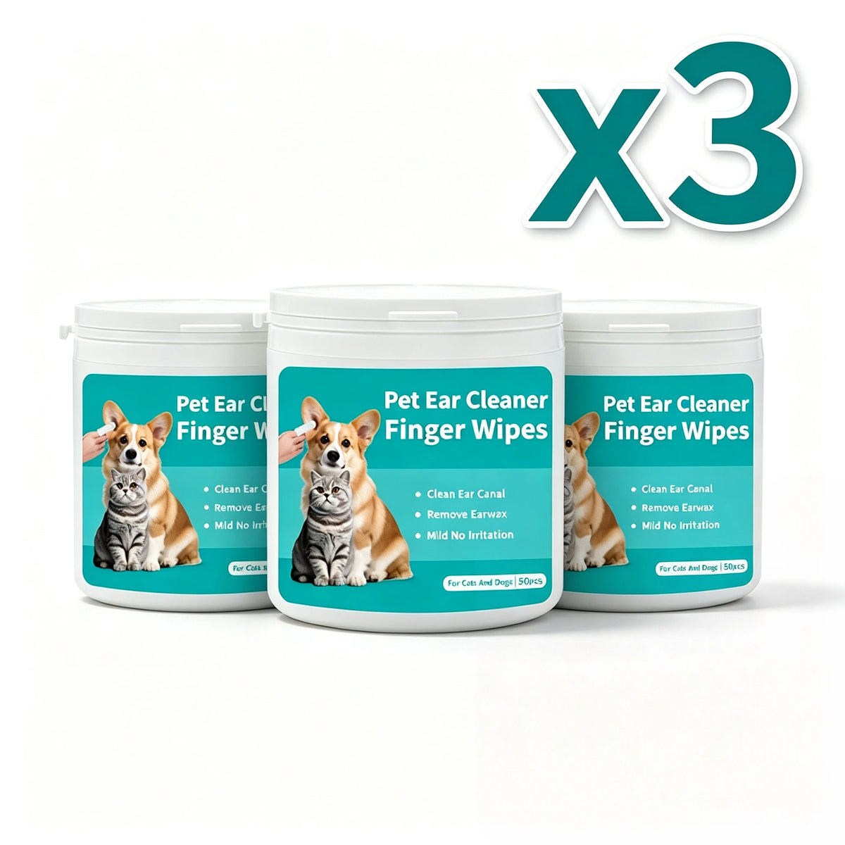 50 PCS Pet Cleaning Products  Ear Cleaning Wipes  Ear Care Fingertips  Ear Mite Removal  Cat and Dog Ear Cleaning Pet Products