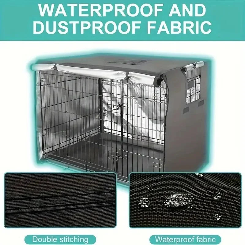 Durable Waterproof Dog Crate Cover | Dustproof Pet Dog Kennel Cover With Mesh Window For Indoor Outdoor