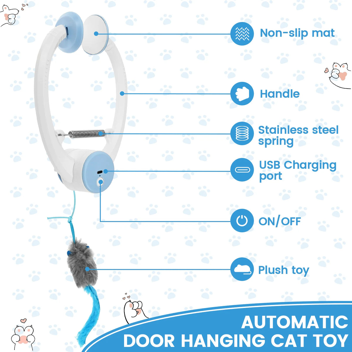 Electric Door Hanging Cat Toy Interactive Retractable plaything Funny Self-hey kitten Scratch Rope Mouse Toy Pet Products